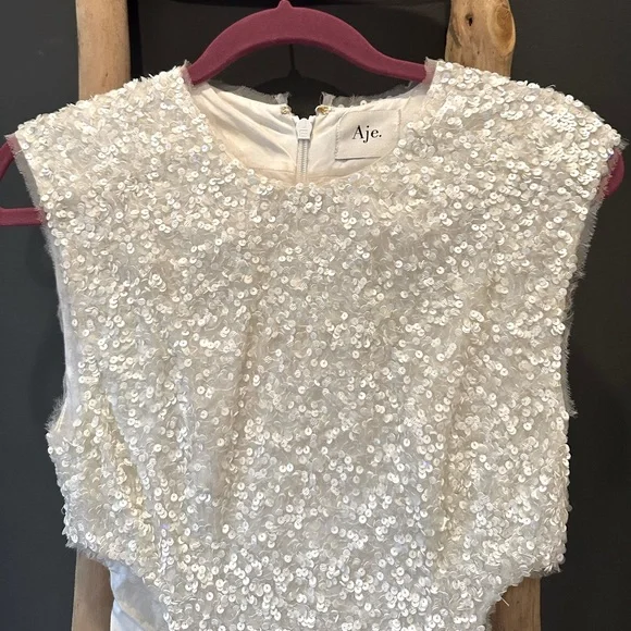 Aje | Dresses | Aje White Sequin Dress | Poshmark